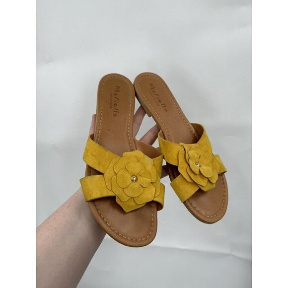 Mariela Yellow Suede Flower Women 9.5 Fairycore Bohemian Sandals - Picture 1 of 8